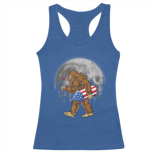 Patriotic Bigfoot 4th of July Racerback Tank Top American Flag Merica Fireworks Sasquatch Moon TS10 Royal Blue Print Your Wear
