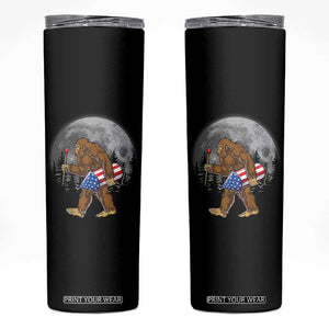 Patriotic Bigfoot 4th of July Skinny Tumbler American Flag Merica Fireworks Sasquatch Moon TS10 Black Print Your Wear