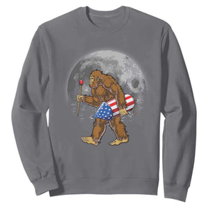 Patriotic Bigfoot 4th of July Sweatshirt American Flag Merica Fireworks Sasquatch Moon TS10 Charcoal Print Your Wear