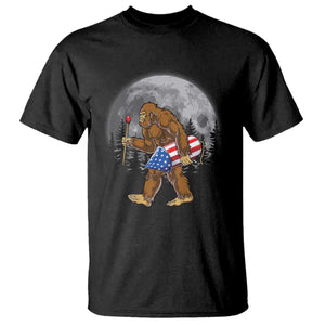 Patriotic Bigfoot 4th of July T Shirt American Flag Merica Fireworks Sasquatch Moon TS10 Black Print Your Wear