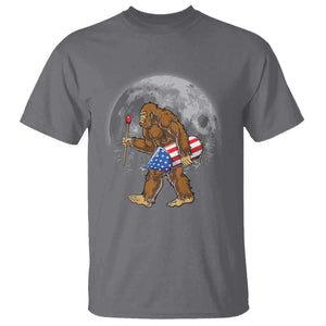 Patriotic Bigfoot 4th of July T Shirt American Flag Merica Fireworks Sasquatch Moon TS10 Charcoal Print Your Wear