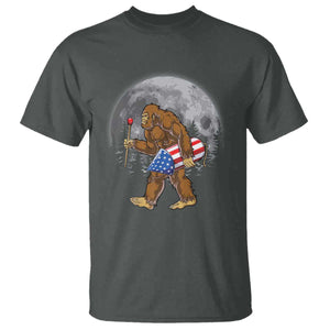 Patriotic Bigfoot 4th of July T Shirt American Flag Merica Fireworks Sasquatch Moon TS10 Dark Heather Print Your Wear