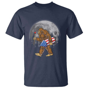 Patriotic Bigfoot 4th of July T Shirt American Flag Merica Fireworks Sasquatch Moon TS10 Navy Print Your Wear
