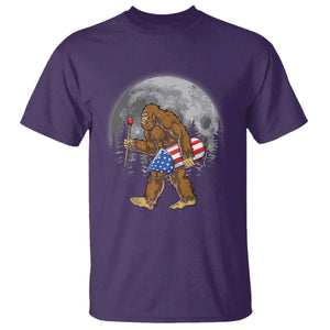 Patriotic Bigfoot 4th of July T Shirt American Flag Merica Fireworks Sasquatch Moon TS10 Purple Print Your Wear