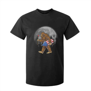 Patriotic Bigfoot 4th of July T Shirt For Kid American Flag Merica Fireworks Sasquatch Moon TS10 Black Print Your Wear