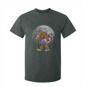 Patriotic Bigfoot 4th of July T Shirt For Kid American Flag Merica Fireworks Sasquatch Moon TS10 Dark Forest Green Print Your Wear