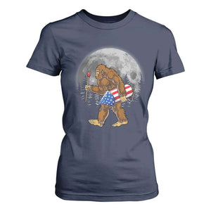 Patriotic Bigfoot 4th of July T Shirt For Women American Flag Merica Fireworks Sasquatch Moon TS10 Navy Print Your Wear