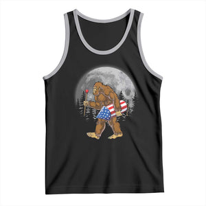 Patriotic Bigfoot 4th of July Tank Top American Flag Merica Fireworks Sasquatch Moon TS10 Black Athletic Heather Print Your Wear