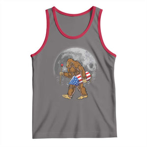 Patriotic Bigfoot 4th of July Tank Top American Flag Merica Fireworks Sasquatch Moon TS10 Deep Heather Red Print Your Wear