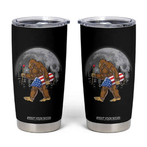 Patriotic Bigfoot 4th of July Tumbler Cup American Flag Merica Fireworks Sasquatch Moon TS10 Black Print Your Wear