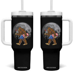 Patriotic Bigfoot 4th of July Tumbler With Handle American Flag Merica Fireworks Sasquatch Moon TS10 One Size: 40 oz Black Print Your Wear