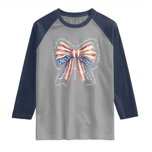 Patriotic Coquette 4th Of July Raglan Shirt God Bless America TS10 Sport Gray Navy Print Your Wear