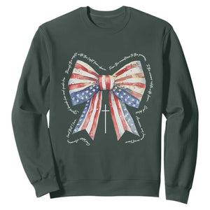 Patriotic Coquette 4th Of July Sweatshirt God Bless America TS10 Dark Forest Green Print Your Wear