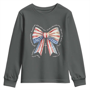 Patriotic Coquette 4th Of July Youth Sweatshirt God Bless America TS10 Dark Heather Print Your Wear