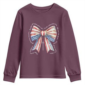 Patriotic Coquette 4th Of July Youth Sweatshirt God Bless America TS10 Maroon Print Your Wear