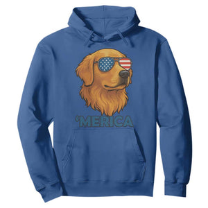 Patriotic Dog 'Merica Hoodie Golden Retriever Sunglasses Funny 4th Of July TS02 Royal Blue Print Your Wear