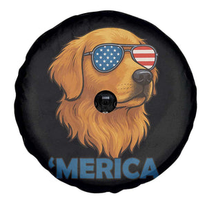Patriotic Dog 'Merica Spare Tire Cover Golden Retriever Sunglasses Funny 4th Of July TS02 Print Your Wear