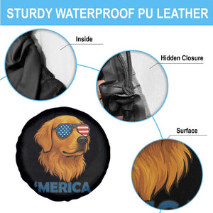 Patriotic Dog 'Merica Spare Tire Cover Golden Retriever Sunglasses Funny 4th Of July TS02 Print Your Wear
