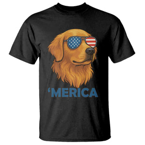 Patriotic Dog 'Merica T Shirt Golden Retriever Sunglasses Funny 4th Of July TS02 Black Print Your Wear