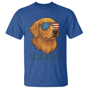 Patriotic Dog 'Merica T Shirt Golden Retriever Sunglasses Funny 4th Of July TS02 Royal Blue Print Your Wear