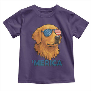 Patriotic Dog 'Merica Toddler T Shirt Golden Retriever Sunglasses Funny 4th Of July TS02 Purple Print Your Wear