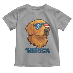Patriotic Dog 'Merica Toddler T Shirt Golden Retriever Sunglasses Funny 4th Of July TS02 Sport Gray Print Your Wear
