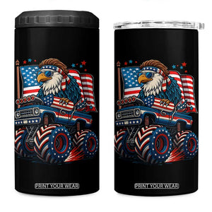 Patriotic Eagle Driving Monster Truck 4 in 1 Can Cooler Tumbler 4th of July USA Flag Freedom TS02 One Size: 16 oz Black Print Your Wear