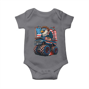 Patriotic Eagle Driving Monster Truck Baby Onesie 4th of July USA Flag Freedom TS02 Charcoal Print Your Wear