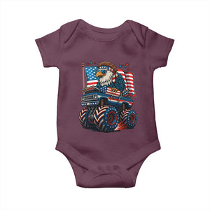 Patriotic Eagle Driving Monster Truck Baby Onesie 4th of July USA Flag Freedom TS02 Maroon Print Your Wear
