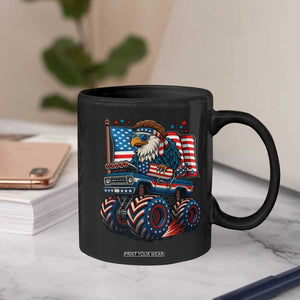 Patriotic Eagle Driving Monster Truck Coffee Mug 4th of July USA Flag Freedom TS02 Print Your Wear