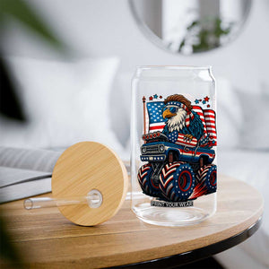 Patriotic Eagle Driving Monster Truck Glass Can 4th of July USA Flag Freedom TS02 Print Your Wear