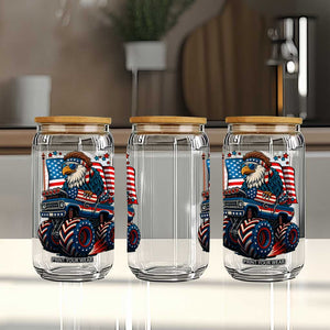 Patriotic Eagle Driving Monster Truck Glass Can 4th of July USA Flag Freedom TS02 Print Your Wear