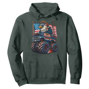 Patriotic Eagle Driving Monster Truck Hoodie 4th of July USA Flag Freedom TS02 Dark Forest Green Print Your Wear