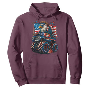 Patriotic Eagle Driving Monster Truck Hoodie 4th of July USA Flag Freedom TS02 Maroon Print Your Wear