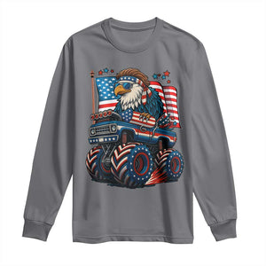 Patriotic Eagle Driving Monster Truck Long Sleeve Shirt 4th of July USA Flag Freedom TS02 Charcoal Print Your Wear