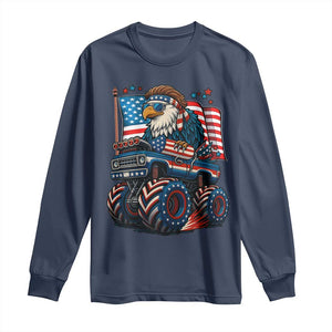 Patriotic Eagle Driving Monster Truck Long Sleeve Shirt 4th of July USA Flag Freedom TS02 Navy Print Your Wear
