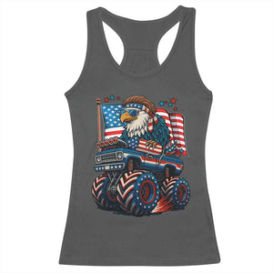 Patriotic Eagle Driving Monster Truck Racerback Tank Top 4th of July USA Flag Freedom TS02 Dark Heather Print Your Wear
