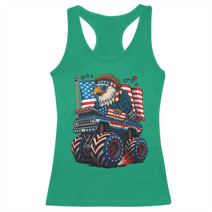Patriotic Eagle Driving Monster Truck Racerback Tank Top 4th of July USA Flag Freedom TS02 Irish Green Print Your Wear