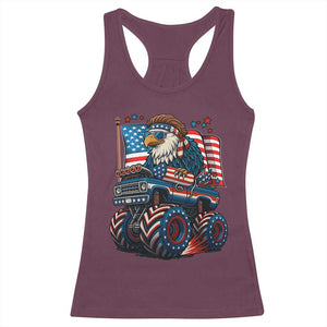 Patriotic Eagle Driving Monster Truck Racerback Tank Top 4th of July USA Flag Freedom TS02 Maroon Print Your Wear