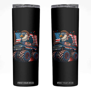 Patriotic Eagle Driving Monster Truck Skinny Tumbler 4th of July USA Flag Freedom TS02 Black Print Your Wear