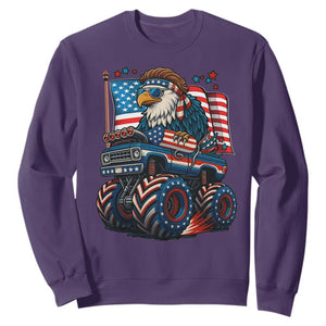 Patriotic Eagle Driving Monster Truck Sweatshirt 4th of July USA Flag Freedom TS02 Purple Print Your Wear