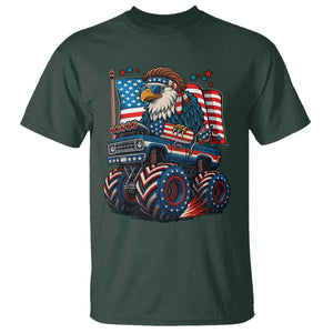 Patriotic Eagle Driving Monster Truck T Shirt 4th of July USA Flag Freedom TS02 Dark Forest Green Print Your Wear