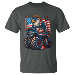 Patriotic Eagle Driving Monster Truck T Shirt 4th of July USA Flag Freedom TS02 Dark Heather Print Your Wear