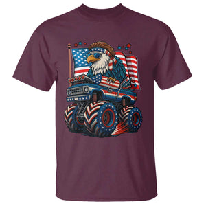 Patriotic Eagle Driving Monster Truck T Shirt 4th of July USA Flag Freedom TS02 Maroon Print Your Wear