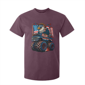 Patriotic Eagle Driving Monster Truck T Shirt For Kid 4th of July USA Flag Freedom TS02 Maroon Print Your Wear