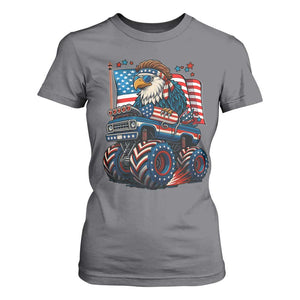 Patriotic Eagle Driving Monster Truck T Shirt For Women 4th of July USA Flag Freedom TS02 Charcoal Print Your Wear