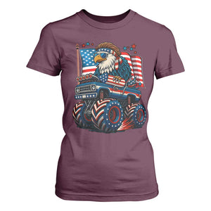Patriotic Eagle Driving Monster Truck T Shirt For Women 4th of July USA Flag Freedom TS02 Maroon Print Your Wear