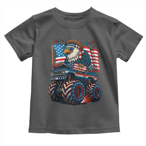 Patriotic Eagle Driving Monster Truck Toddler T Shirt 4th of July USA Flag Freedom TS02 Dark Heather Print Your Wear