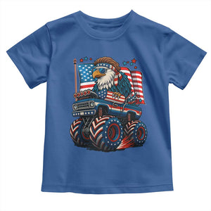 Patriotic Eagle Driving Monster Truck Toddler T Shirt 4th of July USA Flag Freedom TS02 Royal Blue Print Your Wear