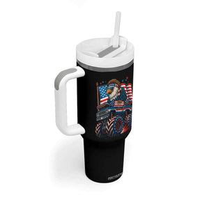 Patriotic Eagle Driving Monster Truck Tumbler With Handle 4th of July USA Flag Freedom TS02 Print Your Wear
